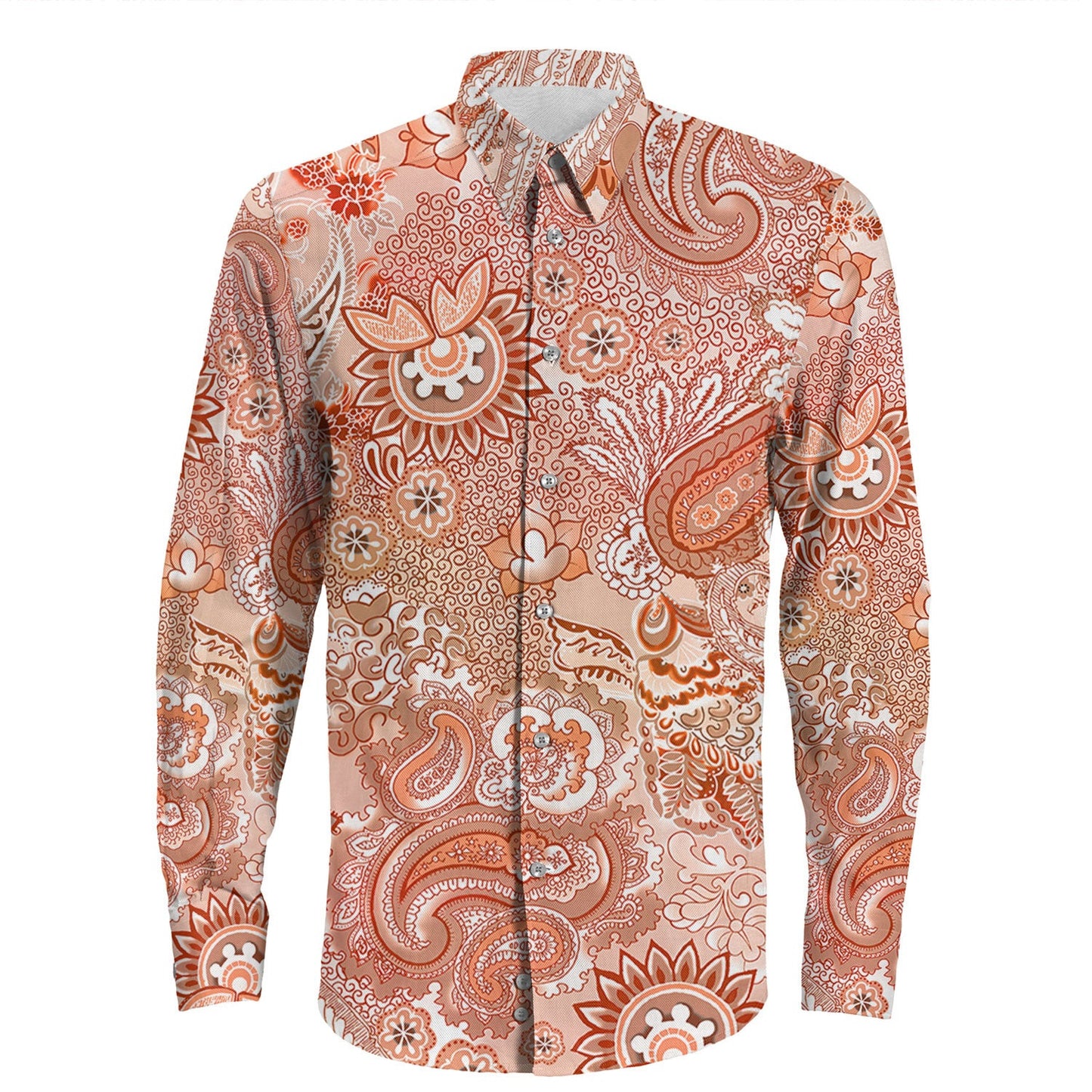 Shirt Paisley Bandana Pattern Seamless Long Sleeve Button Shirt