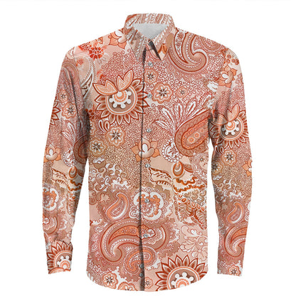 Shirt Paisley Bandana Pattern Seamless Long Sleeve Button Shirt