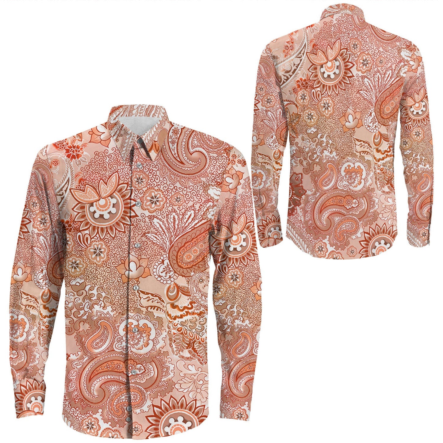 Shirt Paisley Bandana Pattern Seamless Long Sleeve Button Shirt