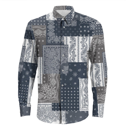 Shirt Paisley Bandana Pattern Seamless Long Sleeve Button Shirt