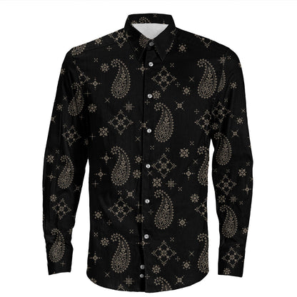 Shirt Paisley Bandana Pattern Seamless Long Sleeve Button Shirt