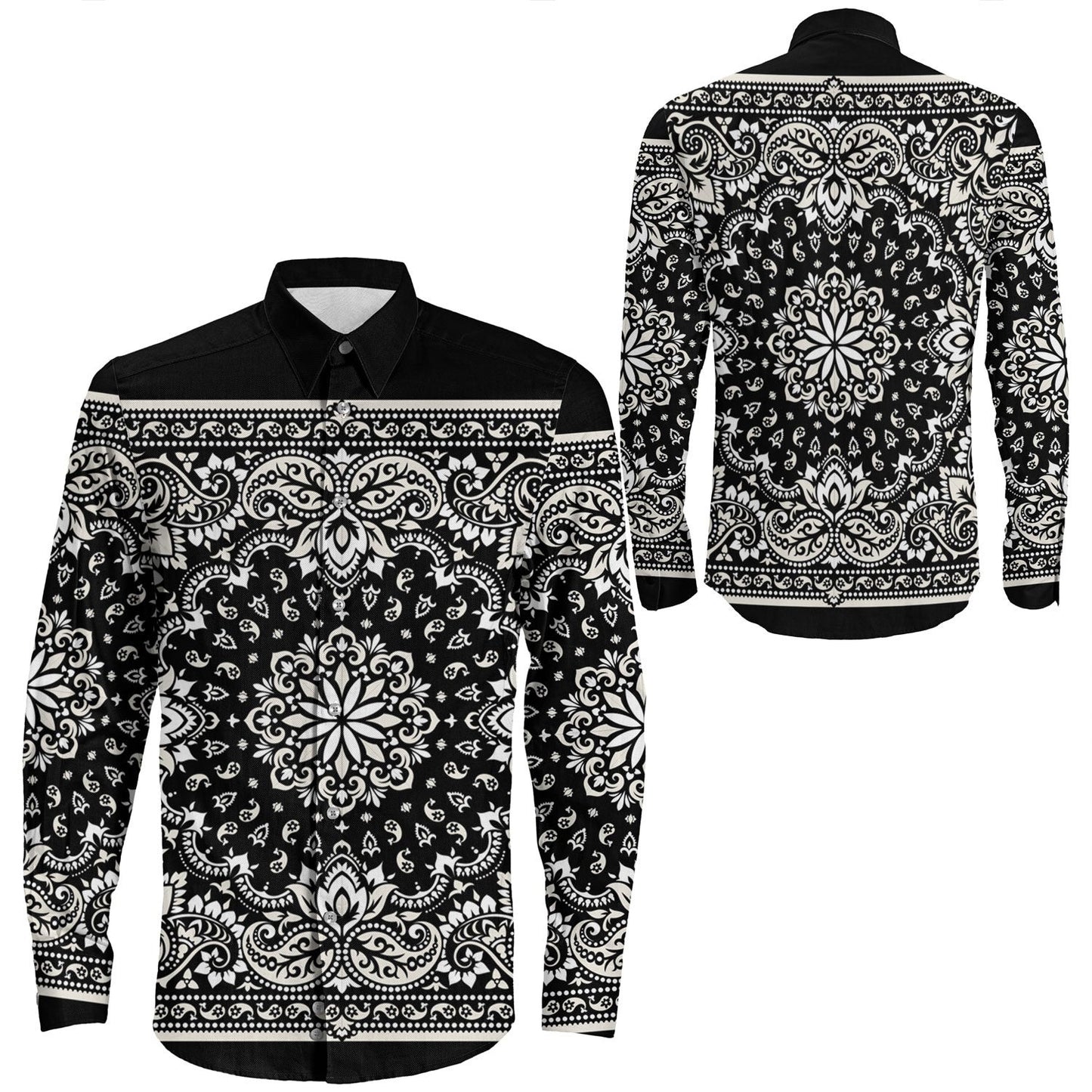 Shirt Paisley Bandana Pattern Seamless Long Sleeve Button Shirt