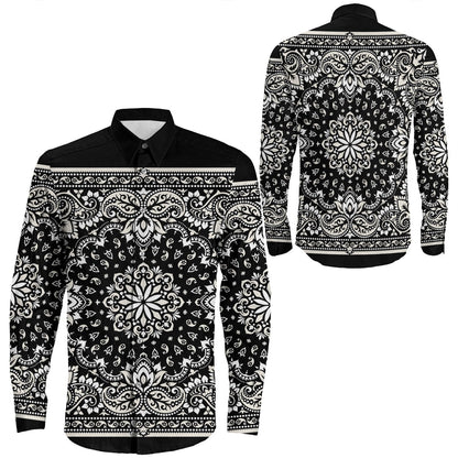 Shirt Paisley Bandana Pattern Seamless Long Sleeve Button Shirt