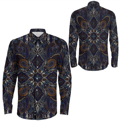 Shirt Paisley Bandana Pattern Seamless Long Sleeve Button Shirt