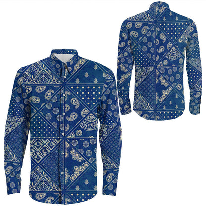 Shirt Paisley Bandana Pattern Seamless Long Sleeve Button Shirt