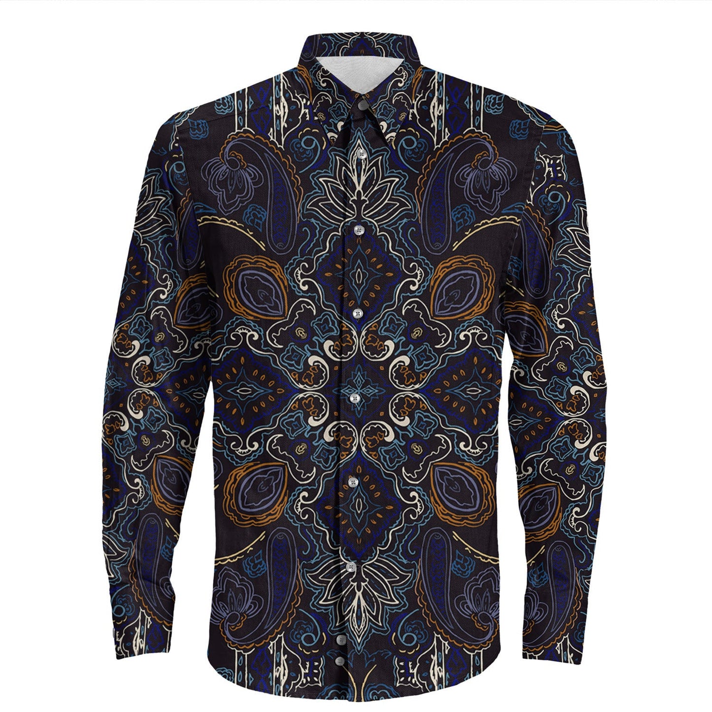 Shirt Paisley Bandana Pattern Seamless Long Sleeve Button Shirt