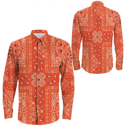 Shirt Paisley Bandana Pattern Seamless Long Sleeve Button Shirt