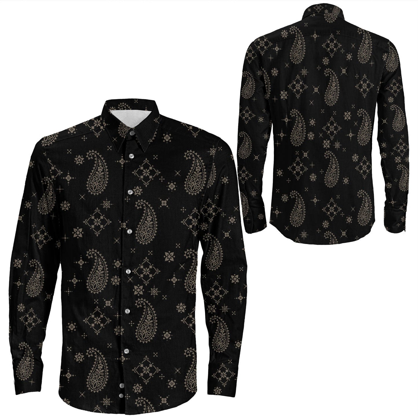 Shirt Paisley Bandana Pattern Seamless Long Sleeve Button Shirt