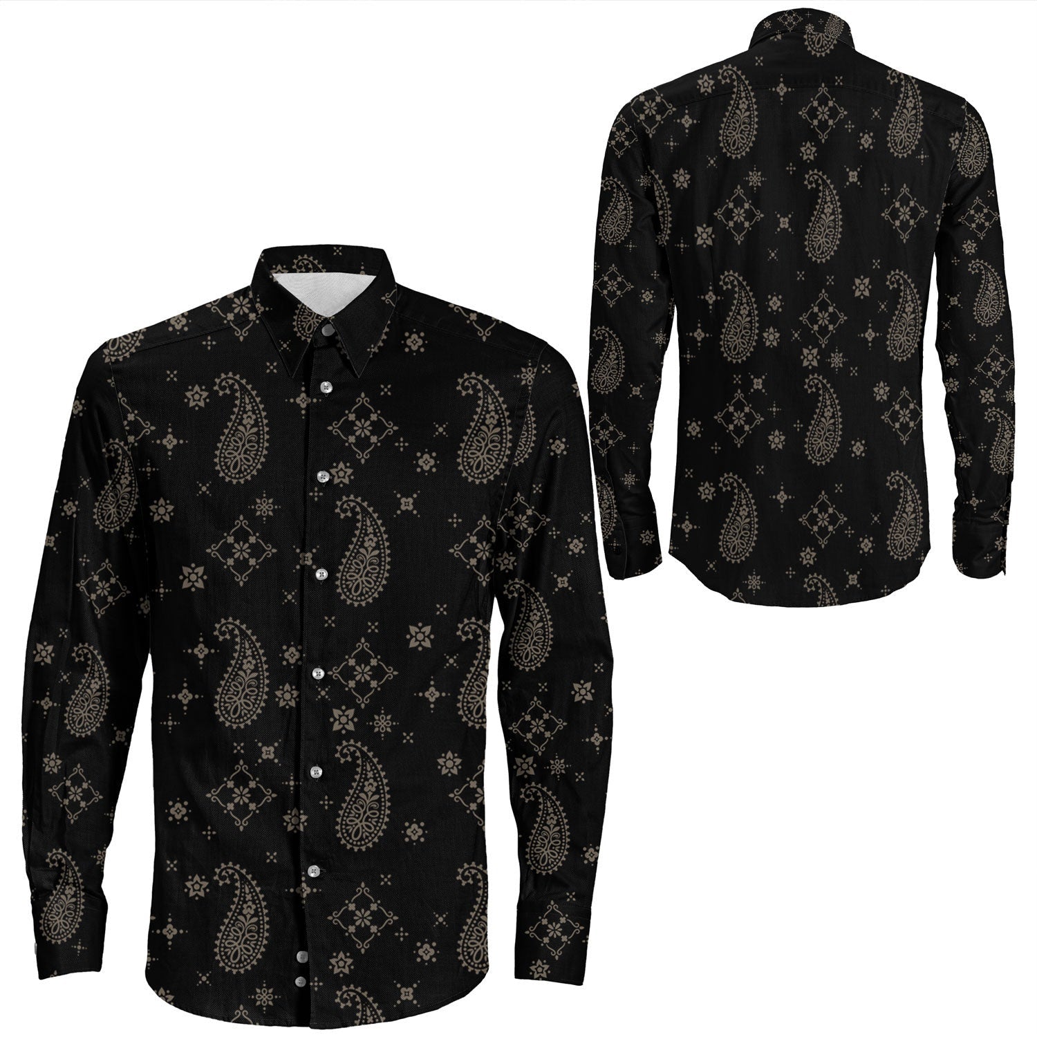 Shirt Paisley Bandana Pattern Seamless Long Sleeve Button Shirt