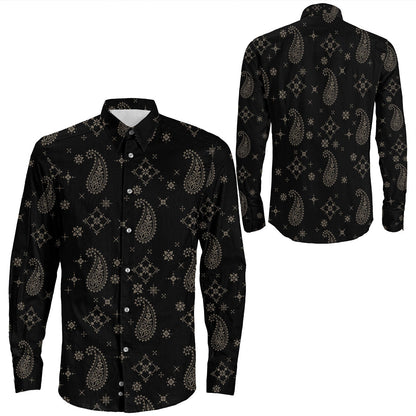 Shirt Paisley Bandana Pattern Seamless Long Sleeve Button Shirt