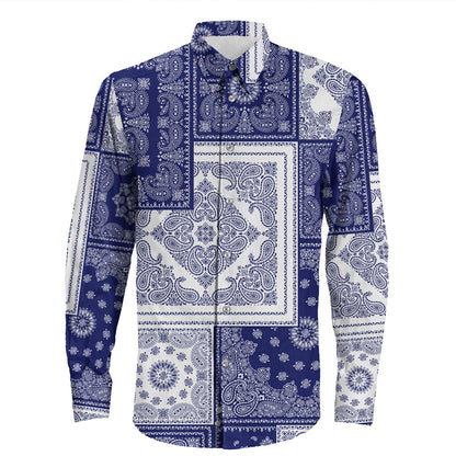 Shirt Paisley Bandana Pattern Seamless Long Sleeve Button Shirt