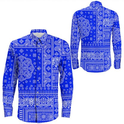 Shirt Paisley Bandana Pattern Seamless Long Sleeve Button Shirt