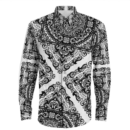 Shirt Paisley Bandana Pattern Seamless Long Sleeve Button Shirt