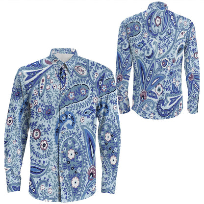Shirt Paisley Bandana Pattern Seamless Long Sleeve Button Shirt