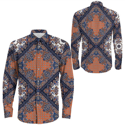 Shirt Paisley Bandana Pattern Seamless Long Sleeve Button Shirt