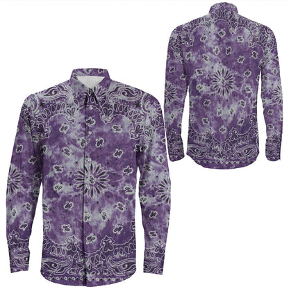 Shirt Paisley Bandana Pattern Seamless Long Sleeve Button Shirt
