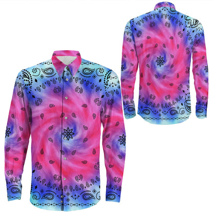 Shirt Paisley Bandana Pattern Seamless Long Sleeve Button Shirt
