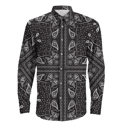 Shirt Paisley Bandana Pattern Seamless Long Sleeve Button Shirt