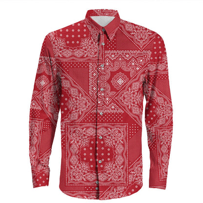 Shirt Paisley Bandana Pattern Seamless Long Sleeve Button Shirt