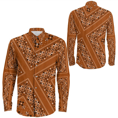 Shirt Paisley Bandana Pattern Seamless Long Sleeve Button Shirt