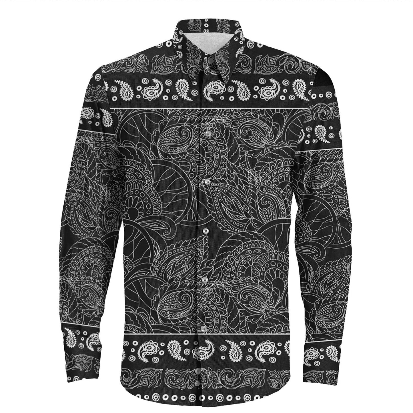 Shirt Paisley Bandana Pattern Seamless Long Sleeve Button Shirt