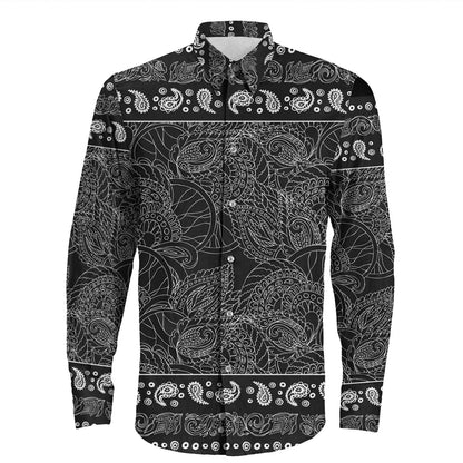 Shirt Paisley Bandana Pattern Seamless Long Sleeve Button Shirt