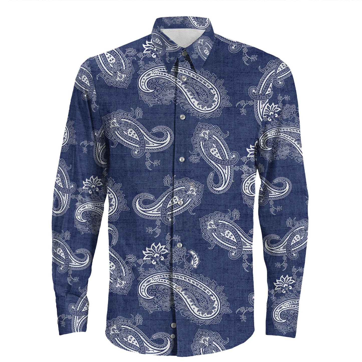 Shirt Paisley Bandana Pattern Seamless Long Sleeve Button Shirt