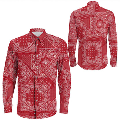 Shirt Paisley Bandana Pattern Seamless Long Sleeve Button Shirt