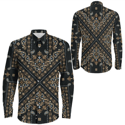 Shirt Paisley Bandana Pattern Seamless Long Sleeve Button Shirt