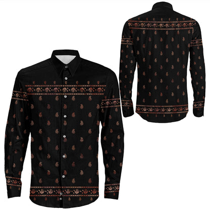 Shirt Paisley Bandana Pattern Seamless Long Sleeve Button Shirt