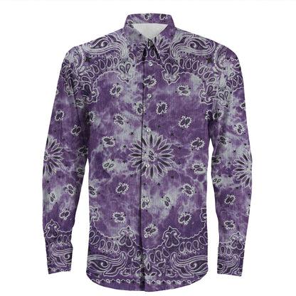 Shirt Paisley Bandana Pattern Seamless Long Sleeve Button Shirt