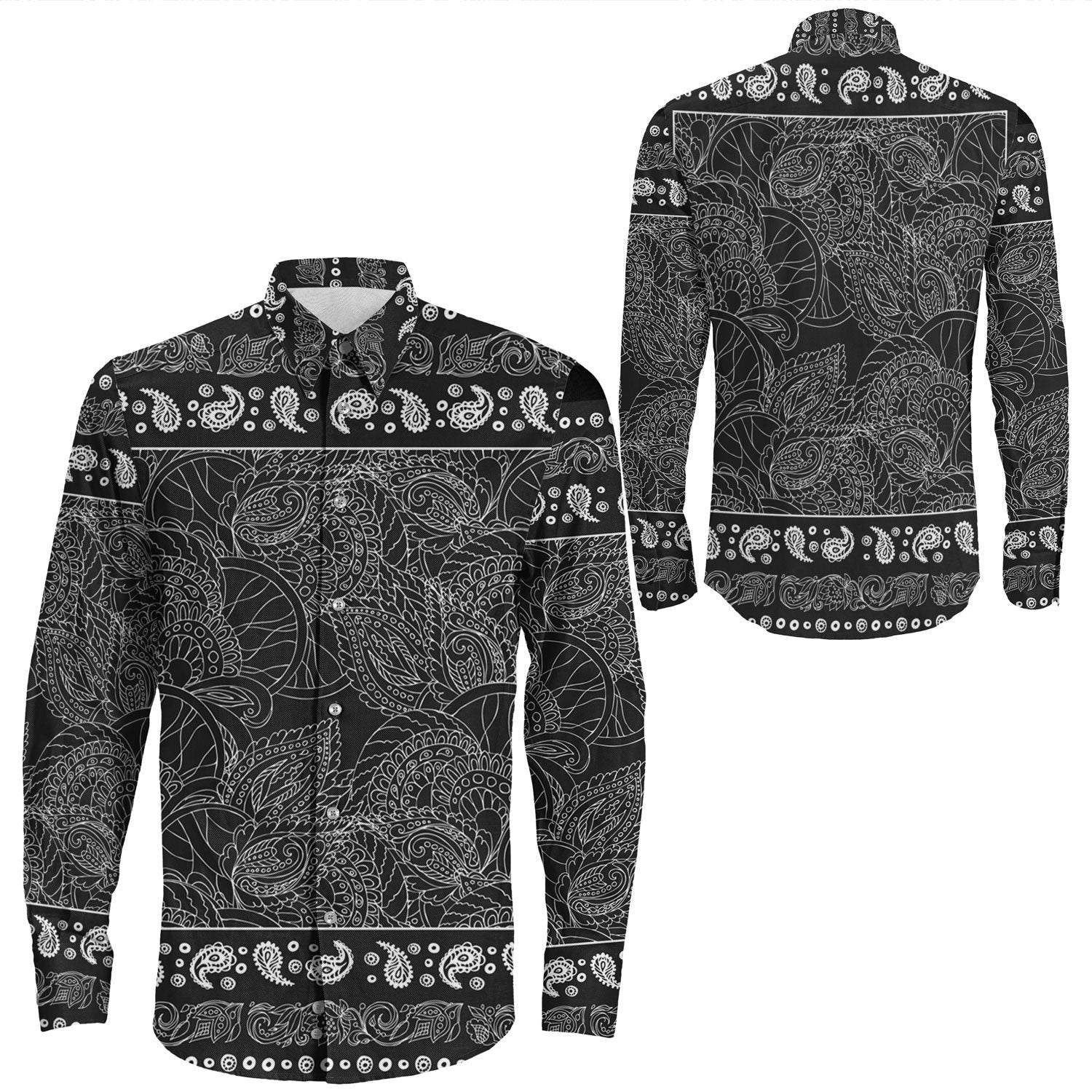 Shirt Paisley Bandana Pattern Seamless Long Sleeve Button Shirt