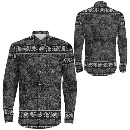 Shirt Paisley Bandana Pattern Seamless Long Sleeve Button Shirt
