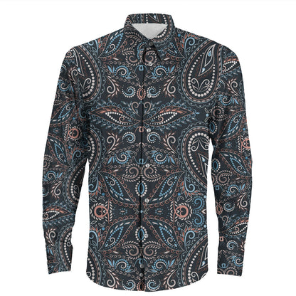 Shirt Paisley Bandana Pattern Seamless Long Sleeve Button Shirt