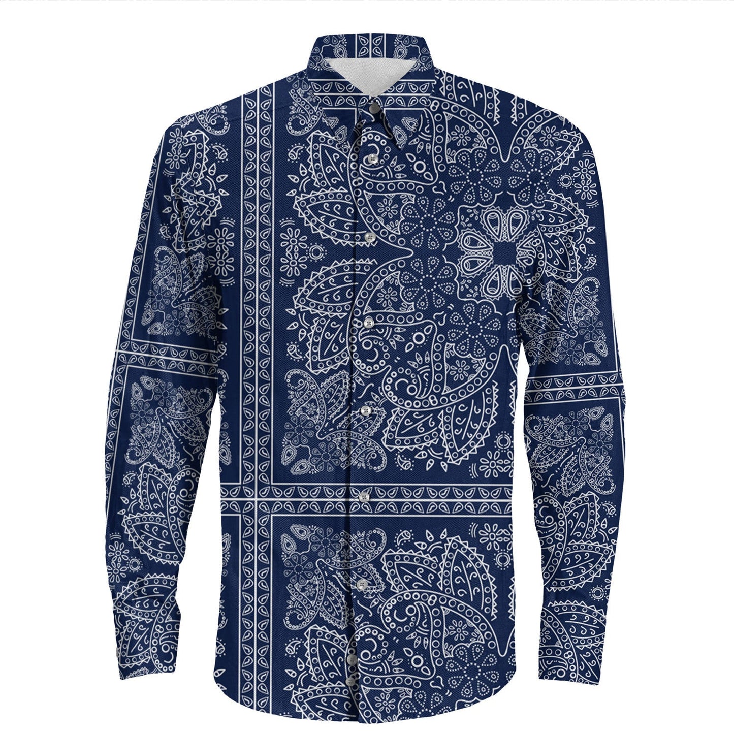 Shirt Paisley Bandana Pattern Seamless Long Sleeve Button Shirt