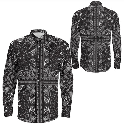 Shirt Paisley Bandana Pattern Seamless Long Sleeve Button Shirt