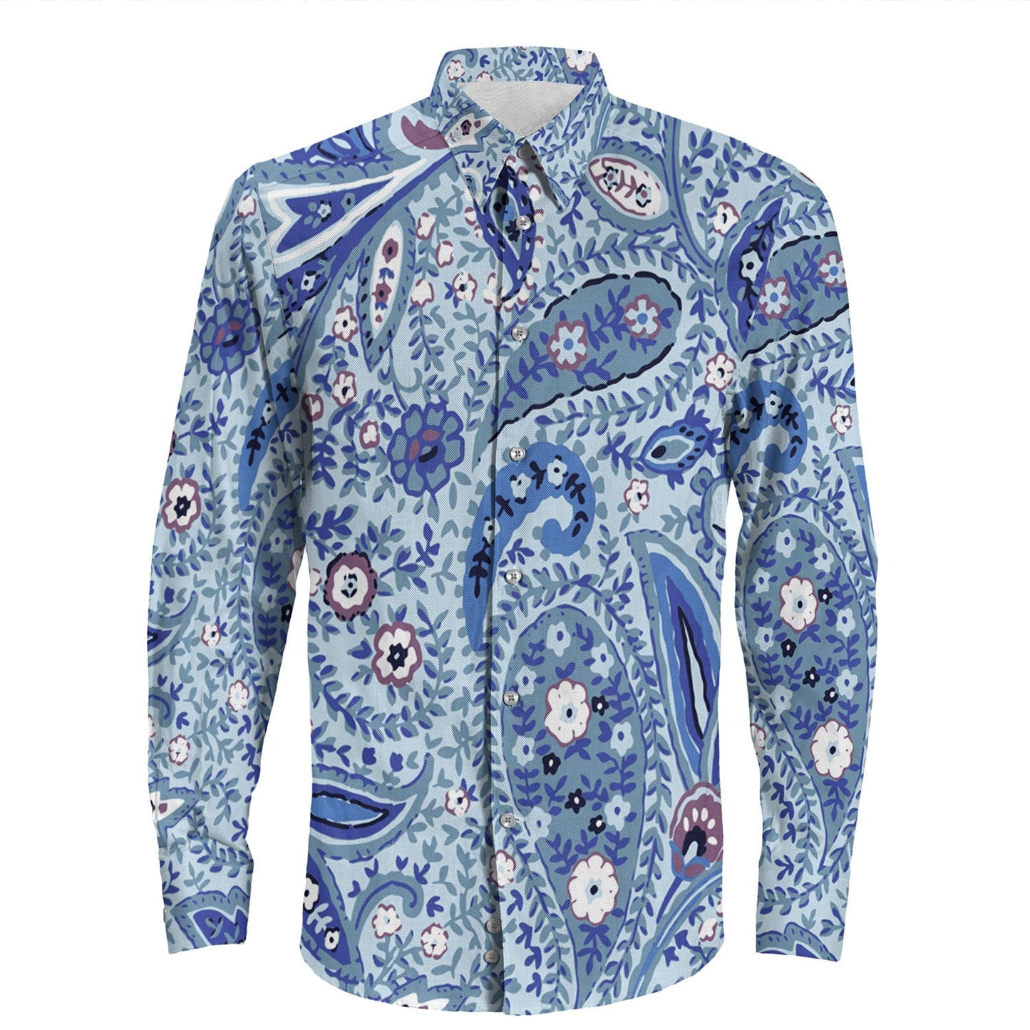 Shirt Paisley Bandana Pattern Seamless Long Sleeve Button Shirt