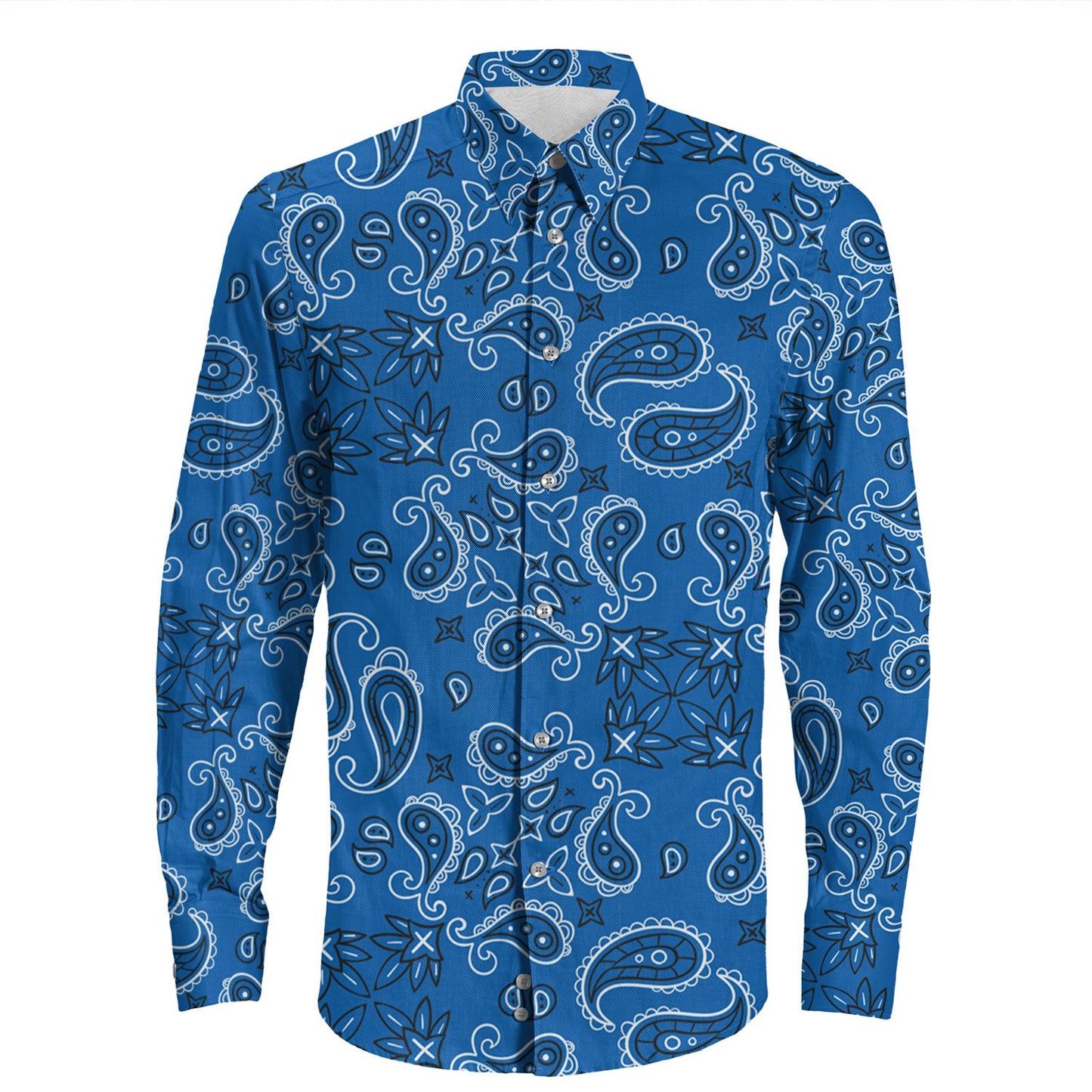 Shirt Paisley Bandana Pattern Seamless Long Sleeve Button Shirt