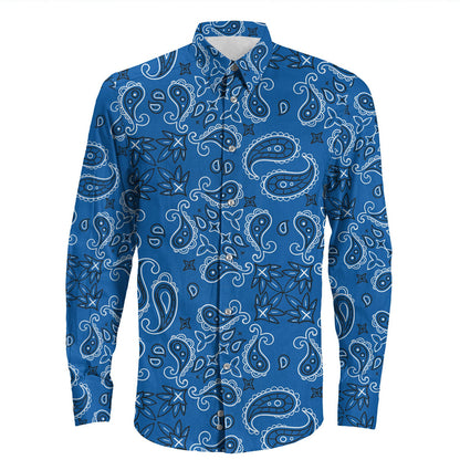 Shirt Paisley Bandana Pattern Seamless Long Sleeve Button Shirt