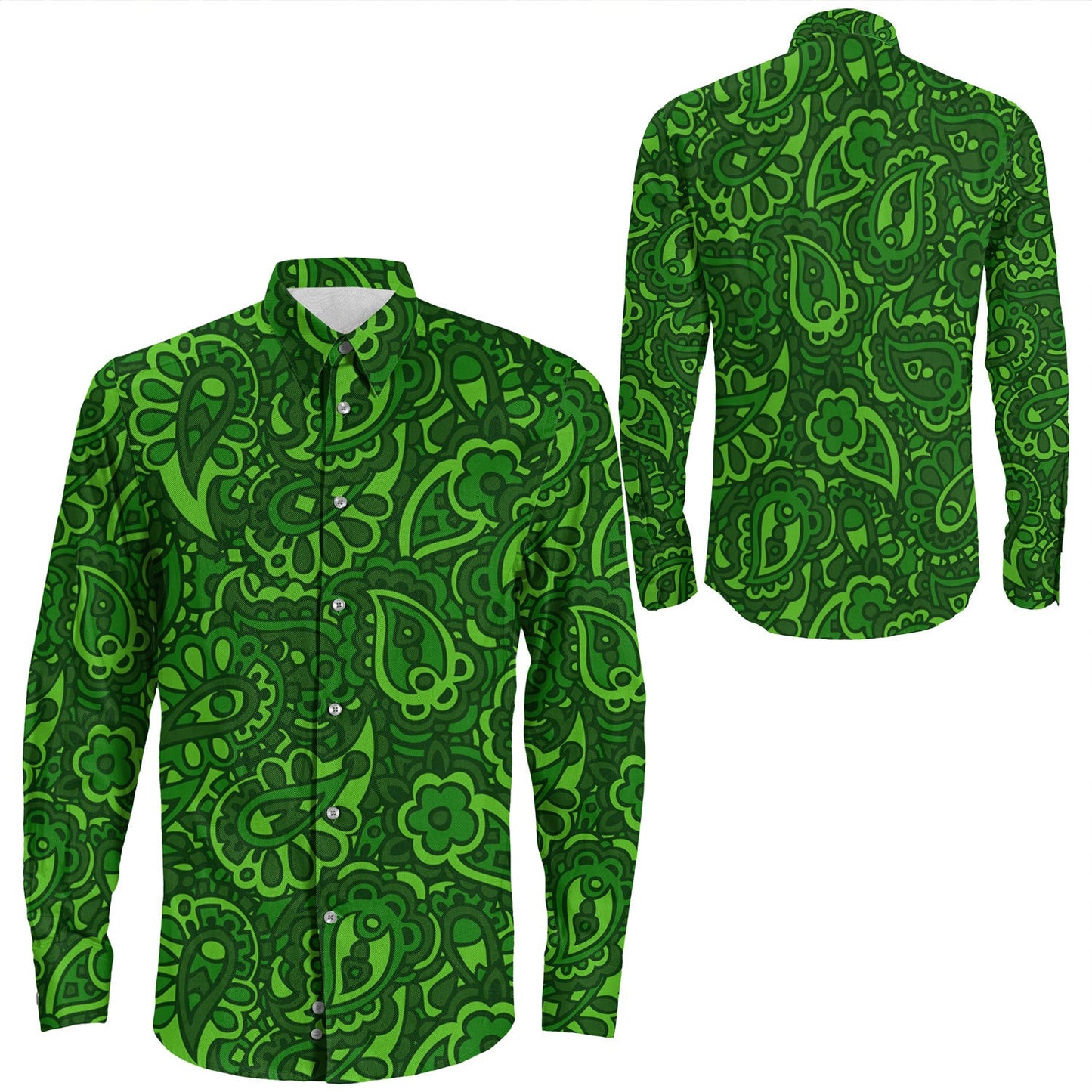Shirt Paisley Bandana Pattern Seamless Long Sleeve Button Shirt