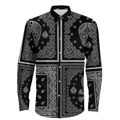 Shirt Paisley Bandana Pattern Seamless Long Sleeve Button Shirt