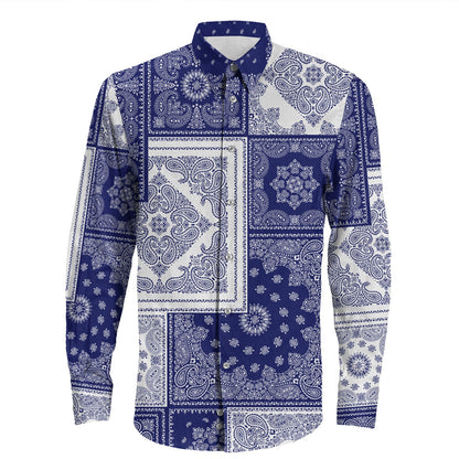 Shirt Paisley Bandana Pattern Seamless Long Sleeve Button Shirt