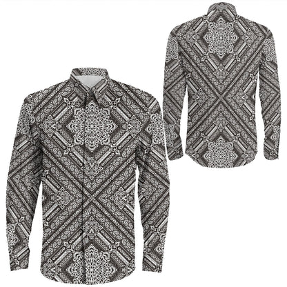 Shirt Paisley Bandana Pattern Seamless Long Sleeve Button Shirt