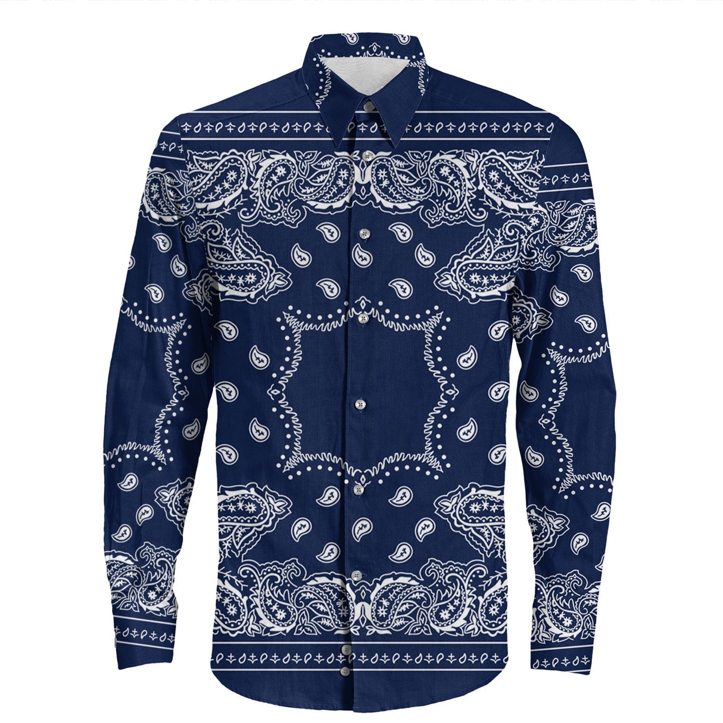Shirt Paisley Bandana Pattern Seamless Long Sleeve Button Shirt