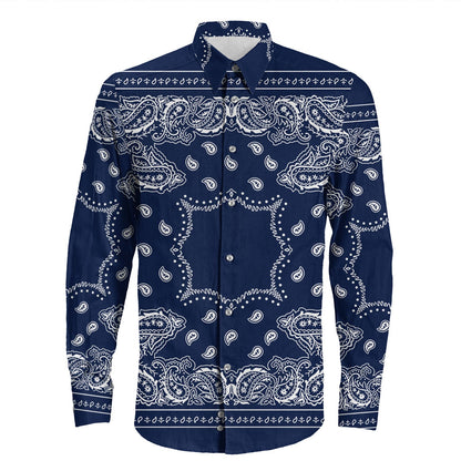 Shirt Paisley Bandana Pattern Seamless Long Sleeve Button Shirt