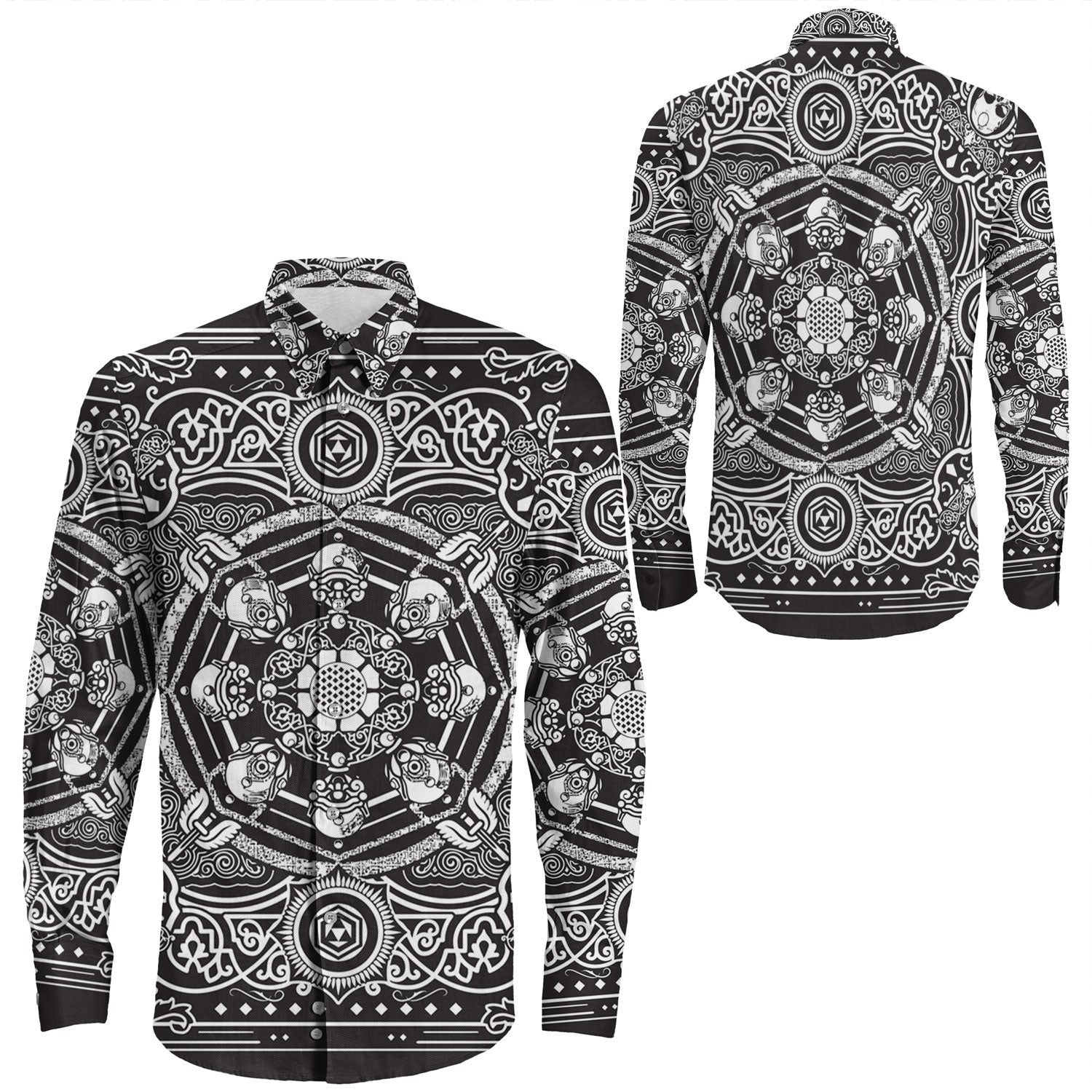 Shirt Paisley Bandana Pattern Seamless Long Sleeve Button Shirt