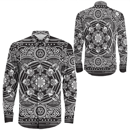 Shirt Paisley Bandana Pattern Seamless Long Sleeve Button Shirt
