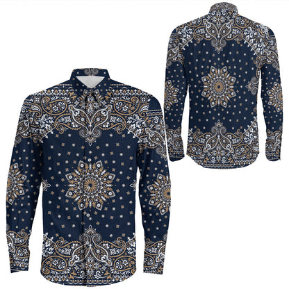 Shirt Paisley Bandana Pattern Seamless Long Sleeve Button Shirt