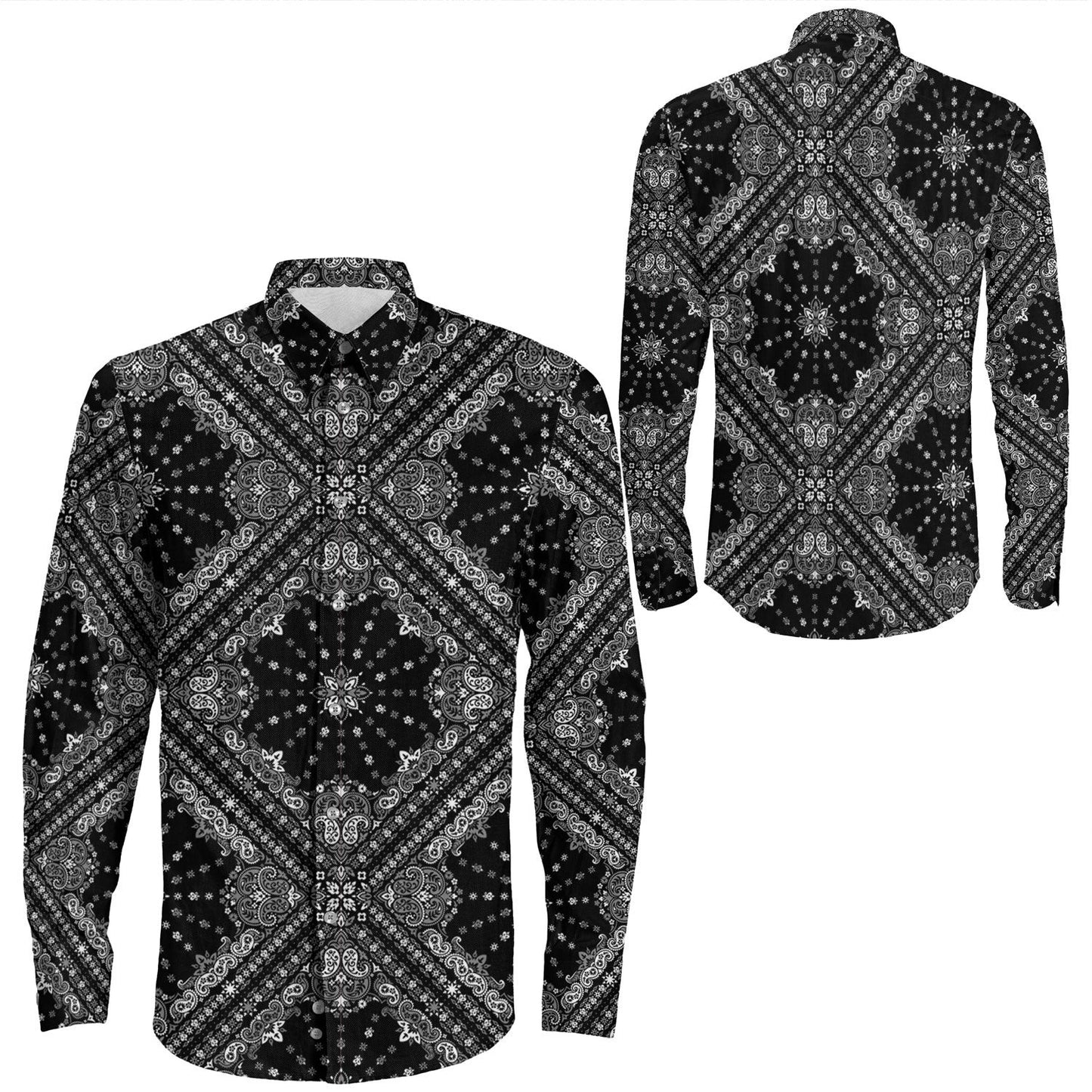 Shirt Paisley Bandana Pattern Seamless Long Sleeve Button Shirt
