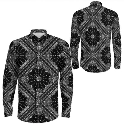 Shirt Paisley Bandana Pattern Seamless Long Sleeve Button Shirt
